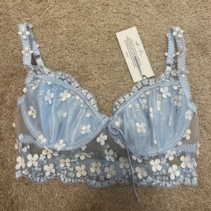 NWT for love and lemons blue lace bralette small DD